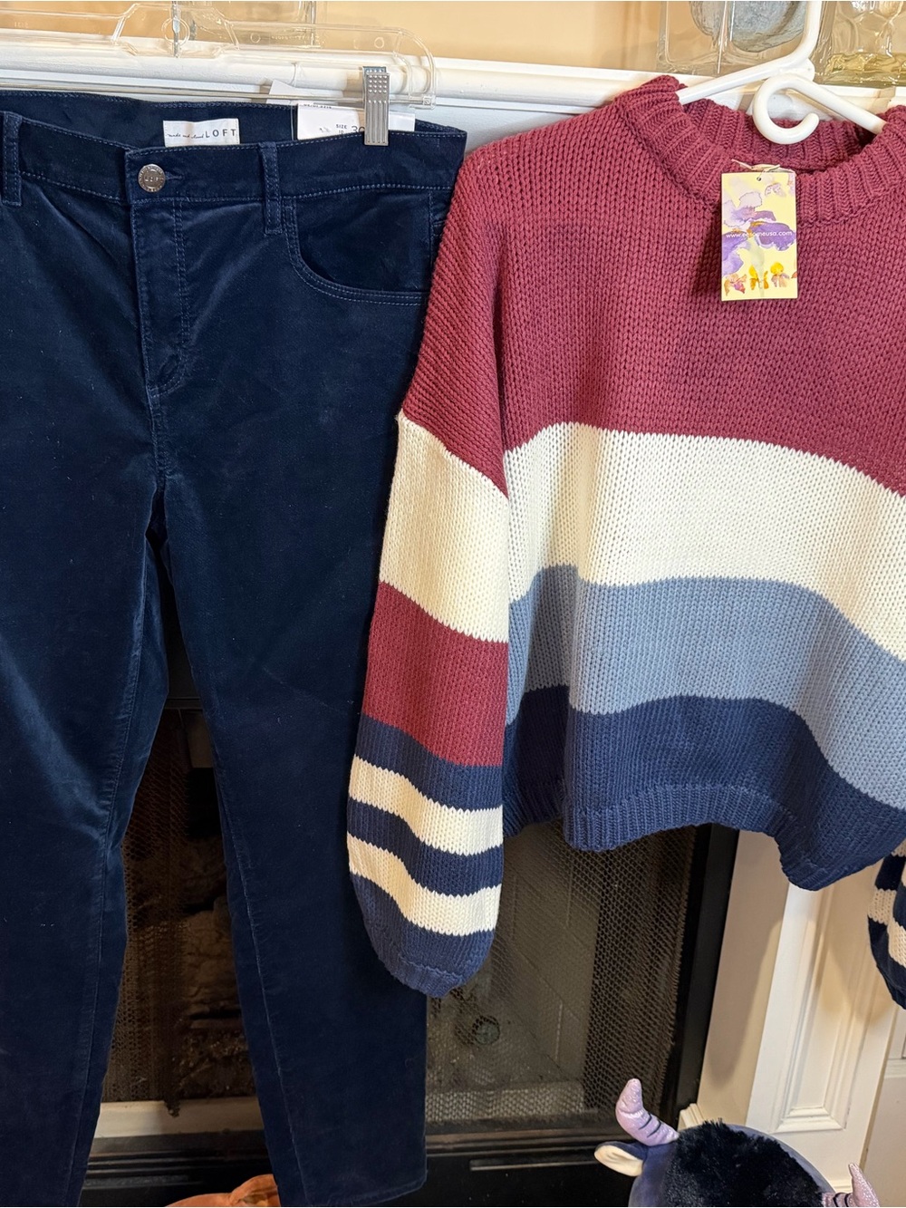 eesome Striped Crewneck Sweater in Burgundy, Cream, Light Blue, Navy